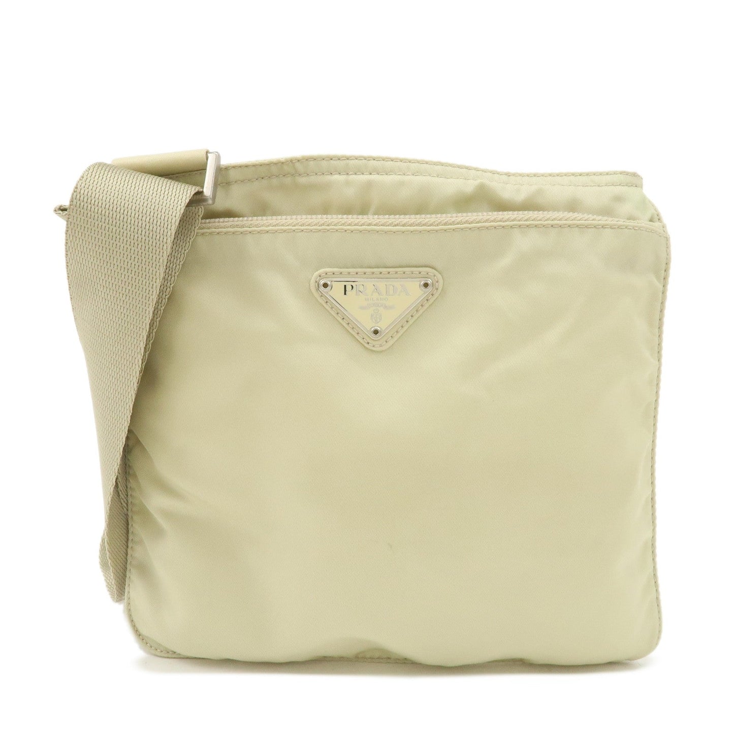 PRADA Triangle Logo Nylon Shoulder Bag Crossbody Bag Beige B7372  d