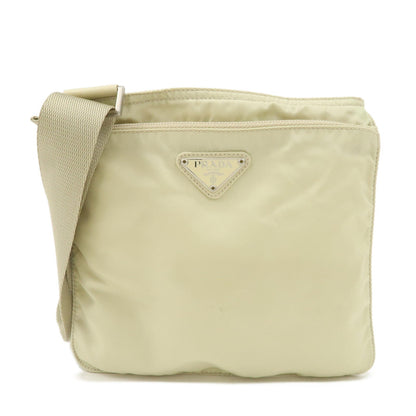 PRADA Triangle Logo Nylon Shoulder Bag Crossbody Bag Beige B7372  d
