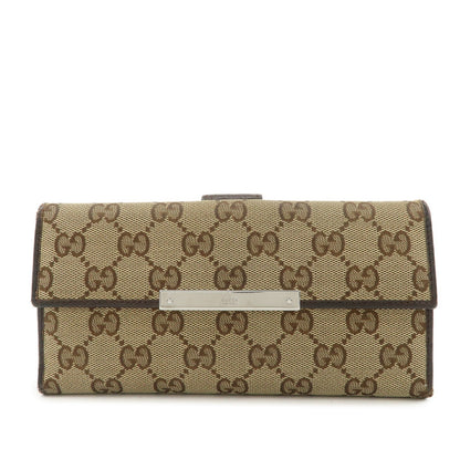 GUCCI GG Canvas Leather Bi-fold Long Wallet Dark Brown 112715  d