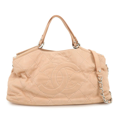CHANEL Matelasse Sparkle Leather 2Way Shoulder Hand Bag Pink A67045