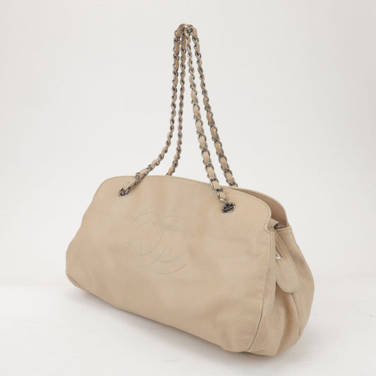 CHANEL COCO Mark Caviarskin Chain Shoulder Bag Hand Bag Beige