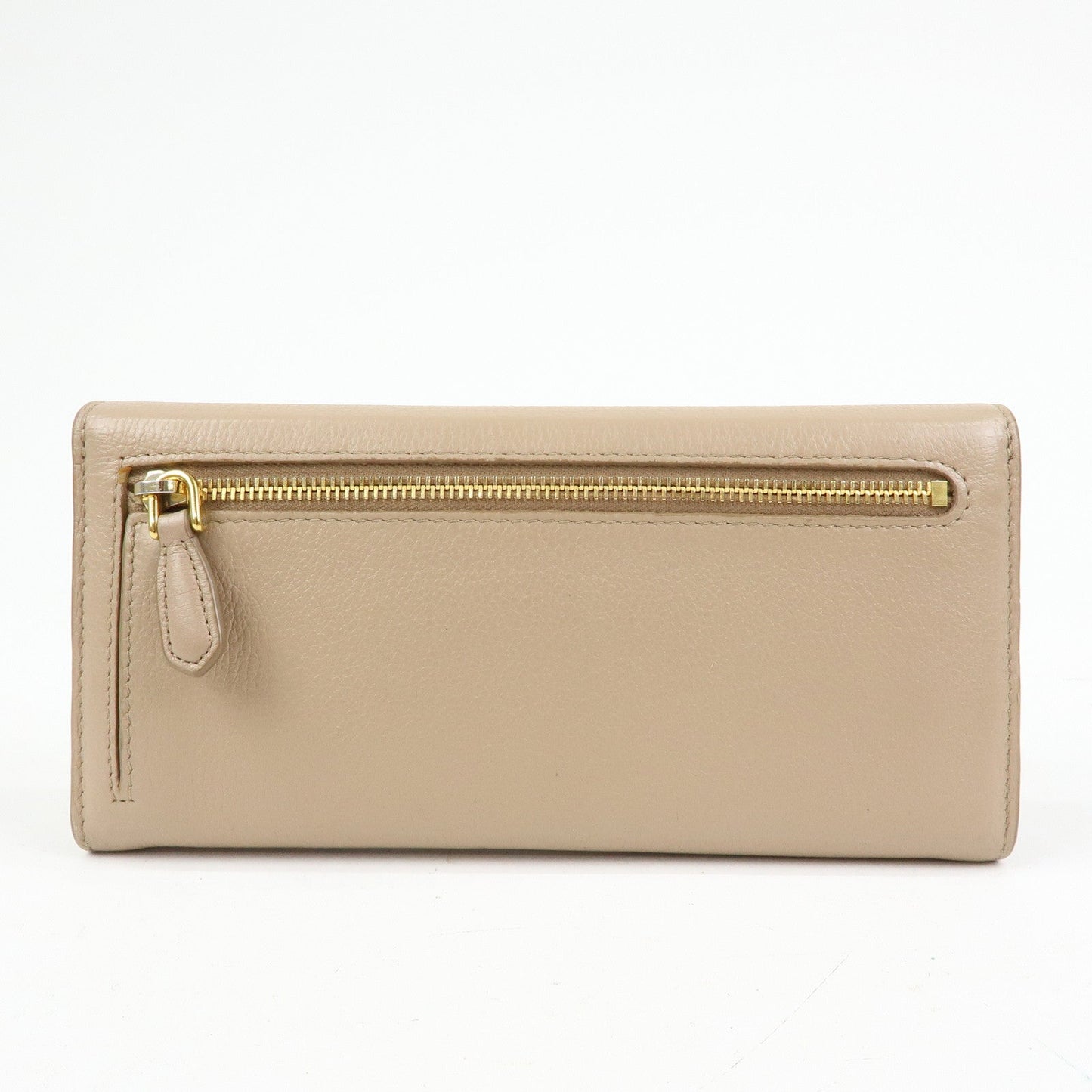 PRADA Saffiano Leather Flap Bi-Fold Long Wallet Pink Beige 1MH132
