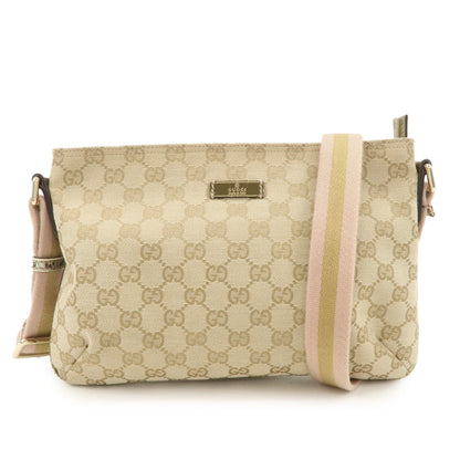 GUCCI Sherry GG Canvas Leather Shoulder Bag Pink Beige 189749  d