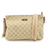 GUCCI Sherry GG Canvas Leather Shoulder Bag Pink Beige 189749  d