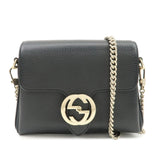 GUCCI Interlocking G Leather Chain Shoulder Bag Black 607720  d