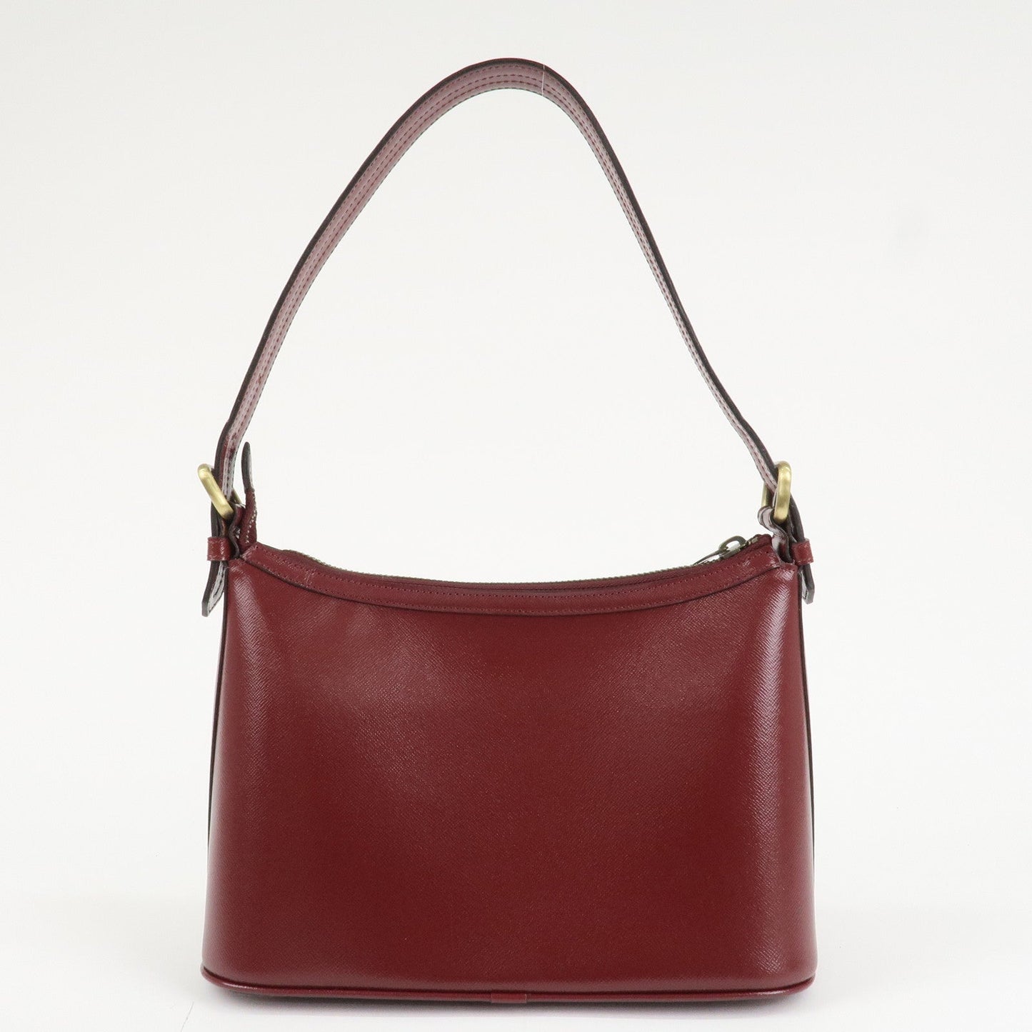 BURBERRY Logo Leather Shoulder Bag Hand Bag Bordeaux Gold Hardware  d