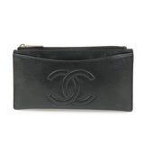 CHANEL COCO Mark Calf Leather Long Wallet Black