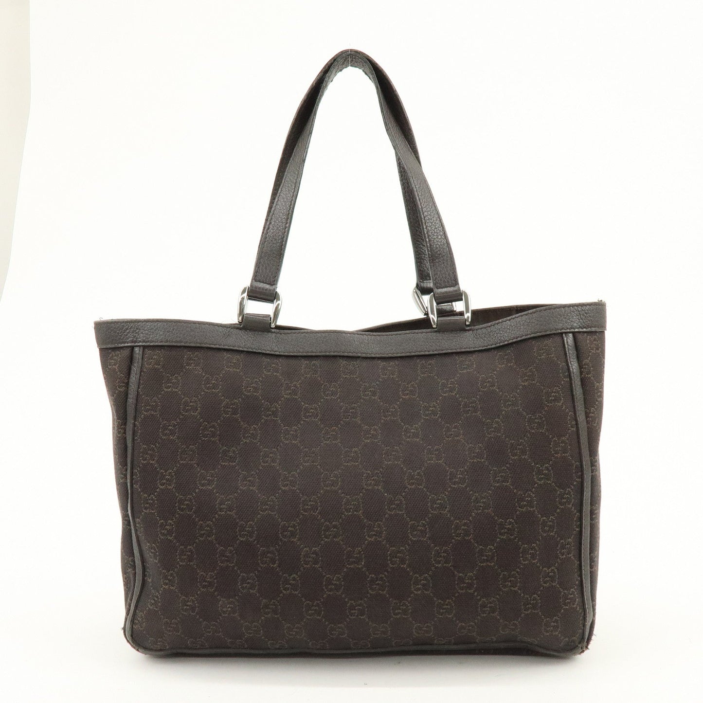 GUCCI Abbey GG Canvas Leather Tote Bag Hand Bag Brown 268639