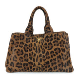 PRADA Canapa Large Unborn Calf Tote Bag Hand Bag Brown BN1872