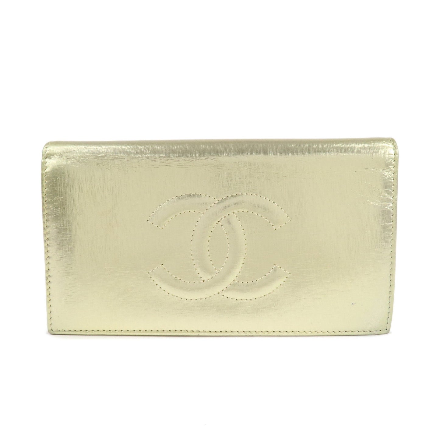 CHANEL Leather Coco Mark Long Wallet Gold Gold Hardware A27156  d