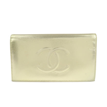 CHANEL Leather Coco Mark Long Wallet Gold Gold Hardware A27156  d
