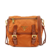 PRADA Logo Nylon Leather Shoulder Bag Crossbody Bag Orange BT0692  d