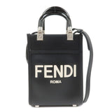 FENDI Leather Sunshine Shopper Small 2Way Bag Hand Bag Black 8BS051