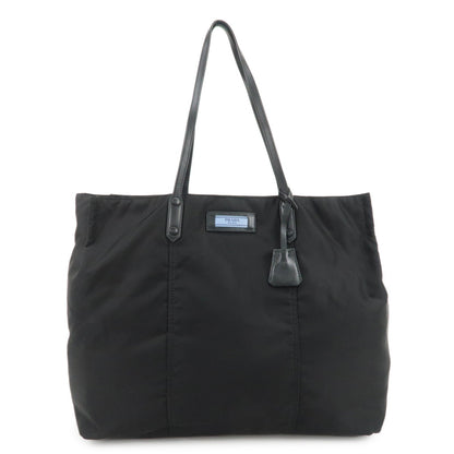 PRADA Etiquette Nylon Leather Tote Bag Shoulder Bag Black 1BG184