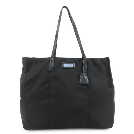 PRADA Etiquette Nylon Leather Tote Bag Shoulder Bag Black 1BG184