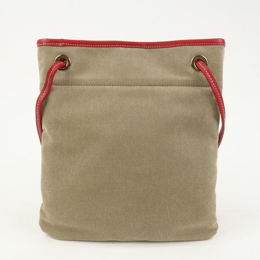 PRADA Logo Canvas Leather Shoulder Bag Crossbody Bag Beige BT0551