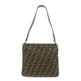 FENDI Zucca Canvas Leather Shoulder Bag Brown Black 83150820992