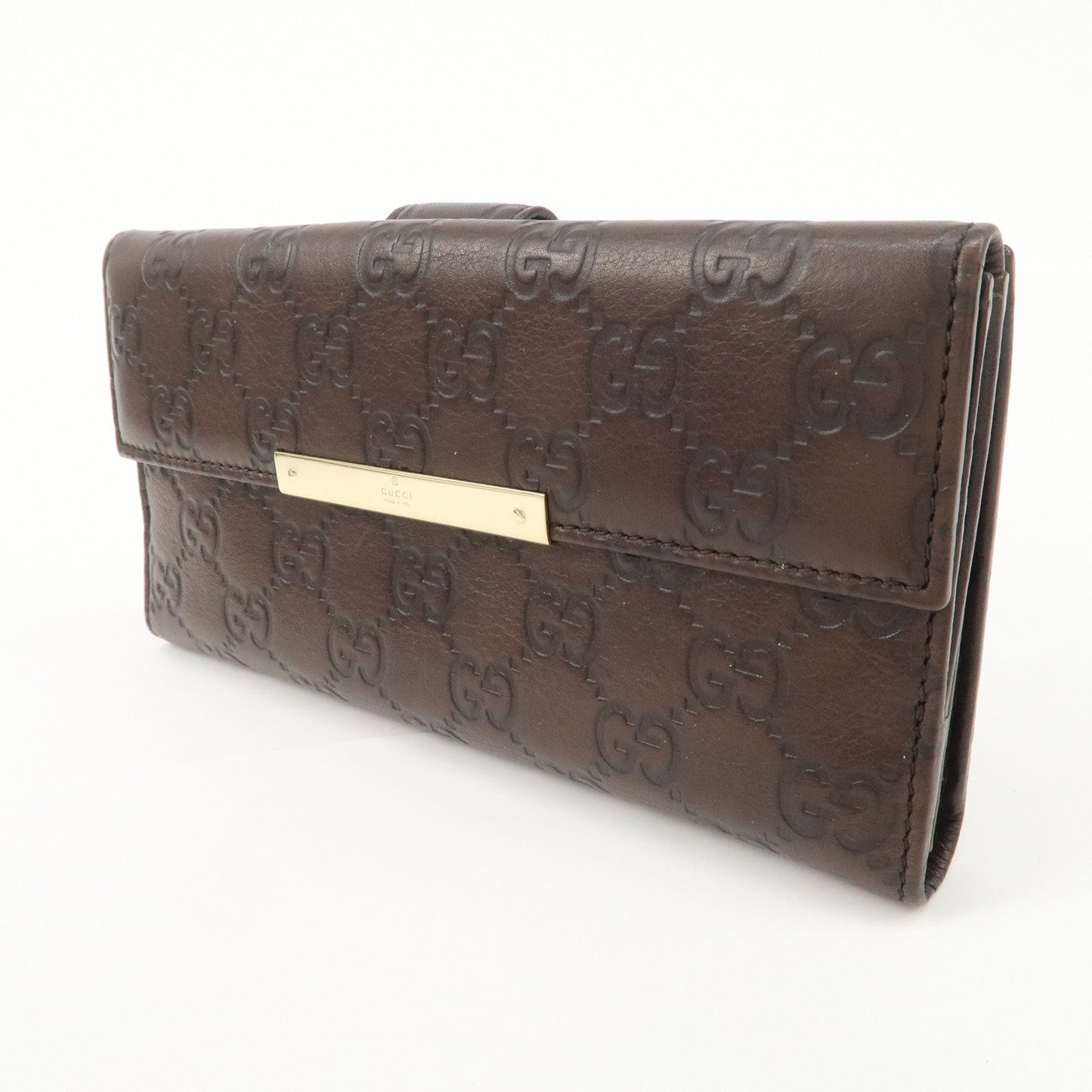 GUCCI Guccissima Leather W Hook Bi-Fold Long Wallet Brown 112715  d