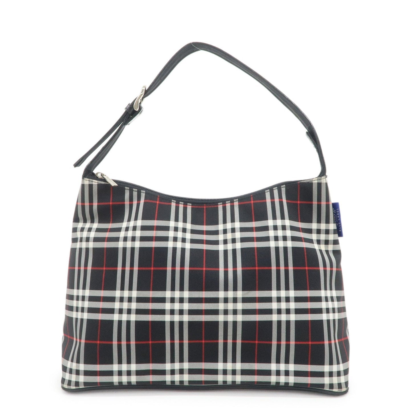 BURBERRY Blue Label Nylon Leather Shoulder Bag Nova Plaid Black