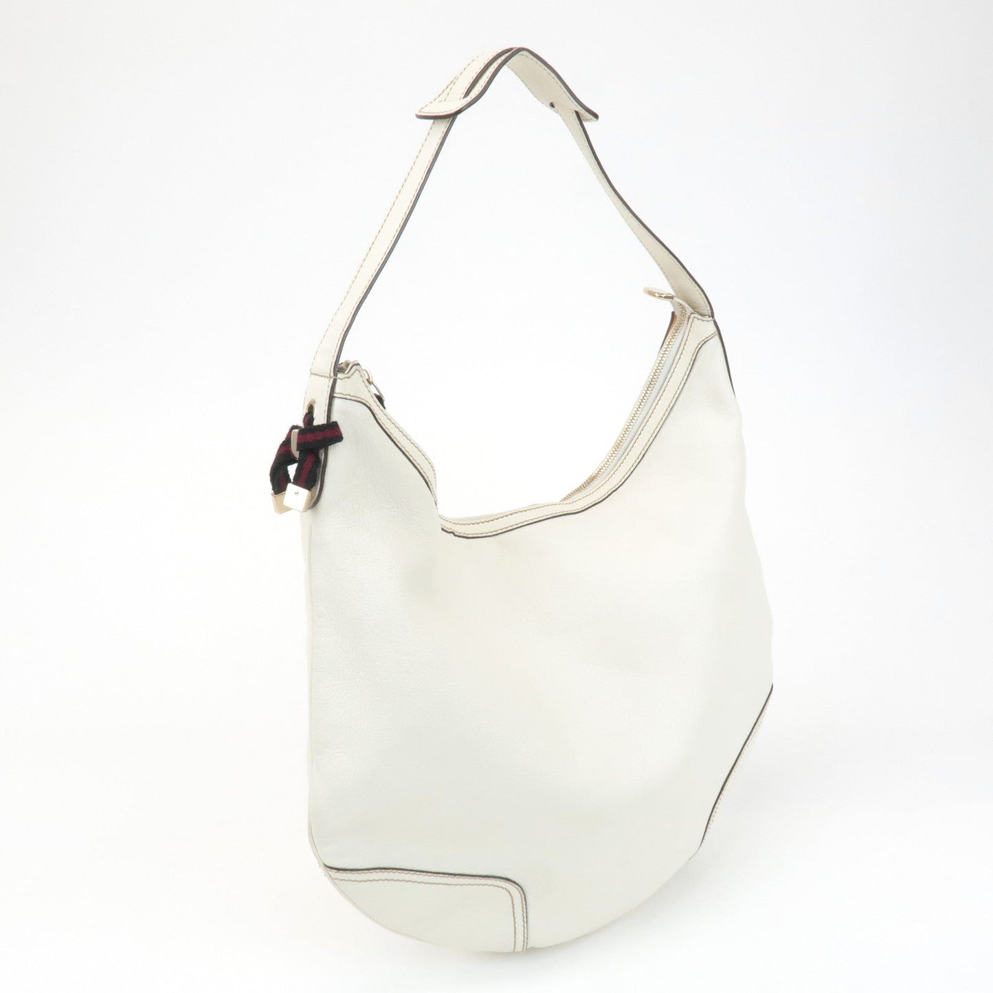 GUCCI Sherry Princy Leather Shoulder Bag White 162882  d