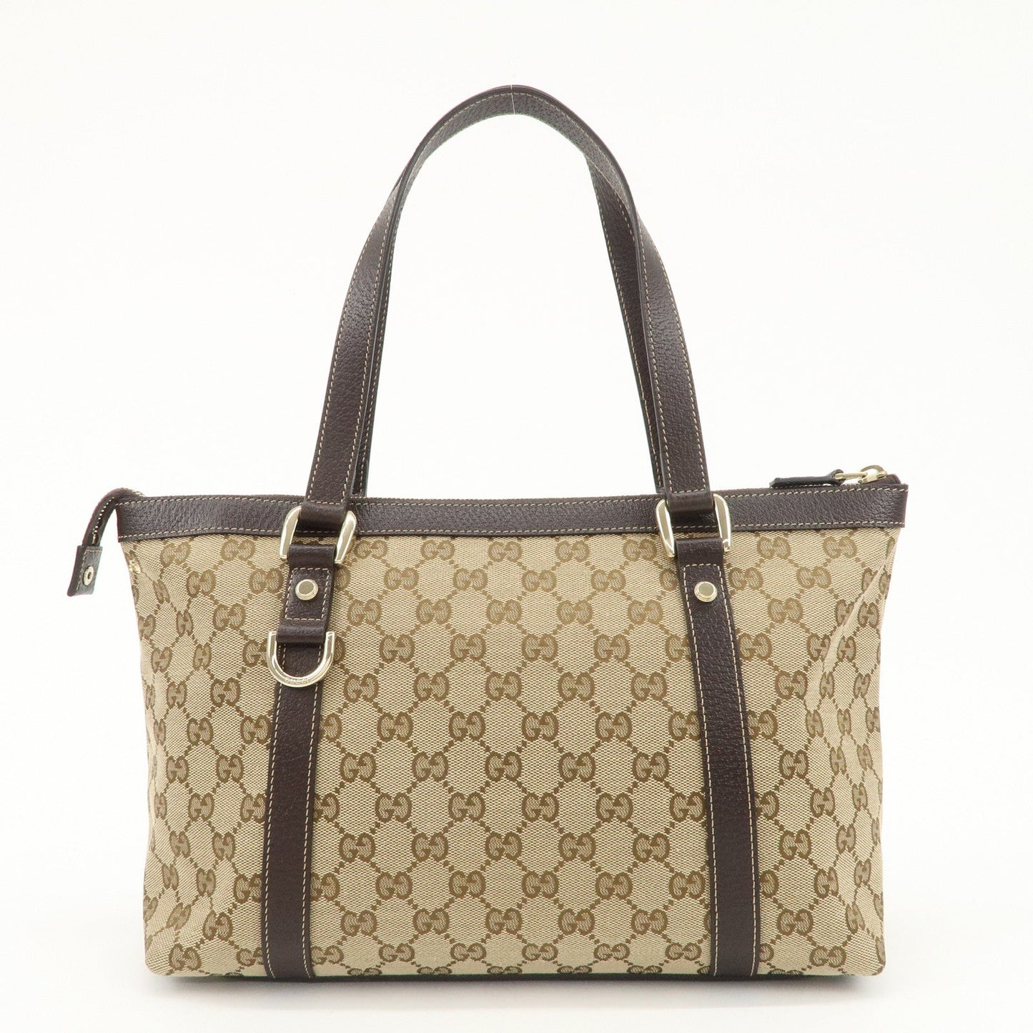 GUCCI Abbey GG Canvas Leather Shoulder Bag Beige Brown 141470  d