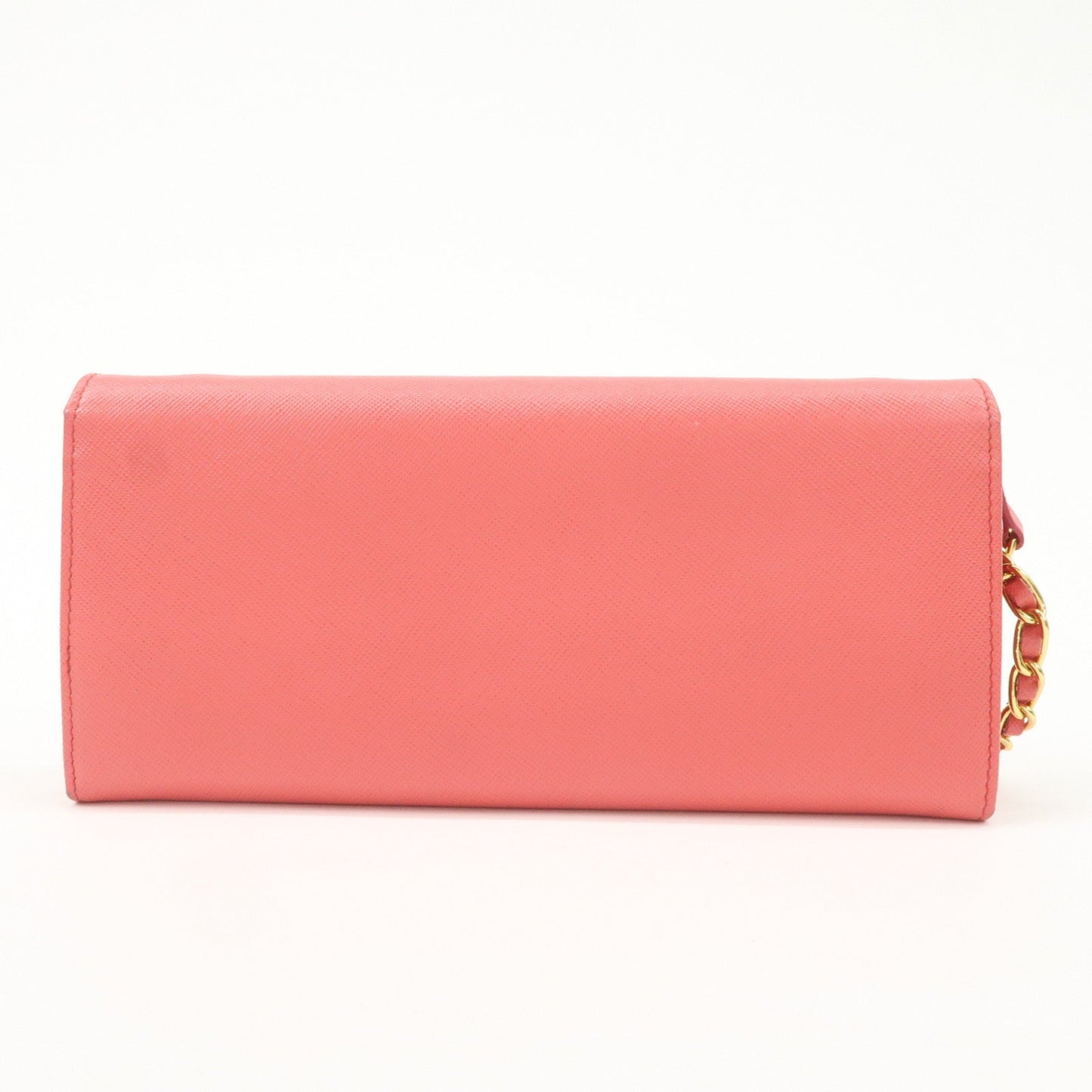 PRADA Saffiano Metal Chain Strap Wallet Shoulder Bag Pink Gold 1M1290  d