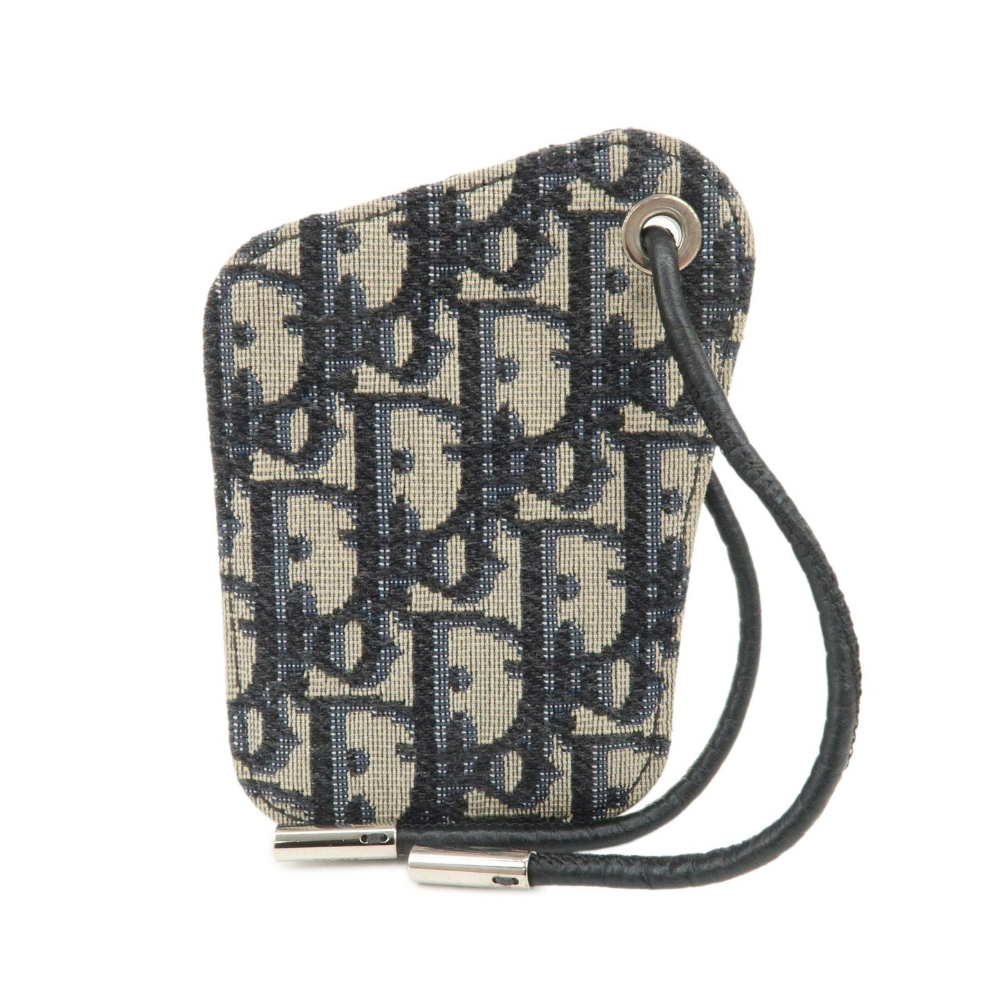 Christian Dior Oblique Jacquard Leather Card Case Card Holder Navy