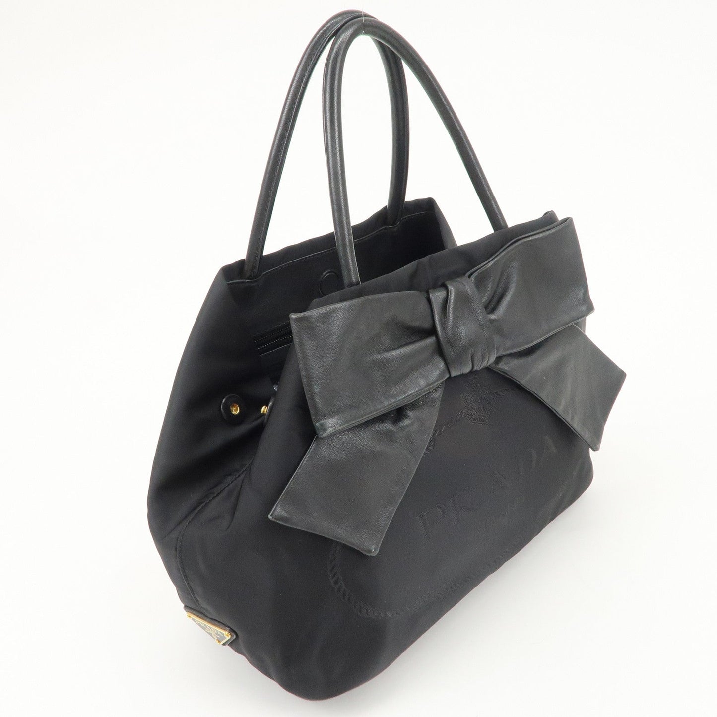PRADA Nappa Leather Nylon Jacquard Ribbon 2Way Bag Hand Bag 1BG068  d