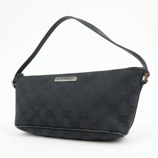 GUCCI Boat Bag GG Canvas Accessory Pouch Hand Bag Black 07198