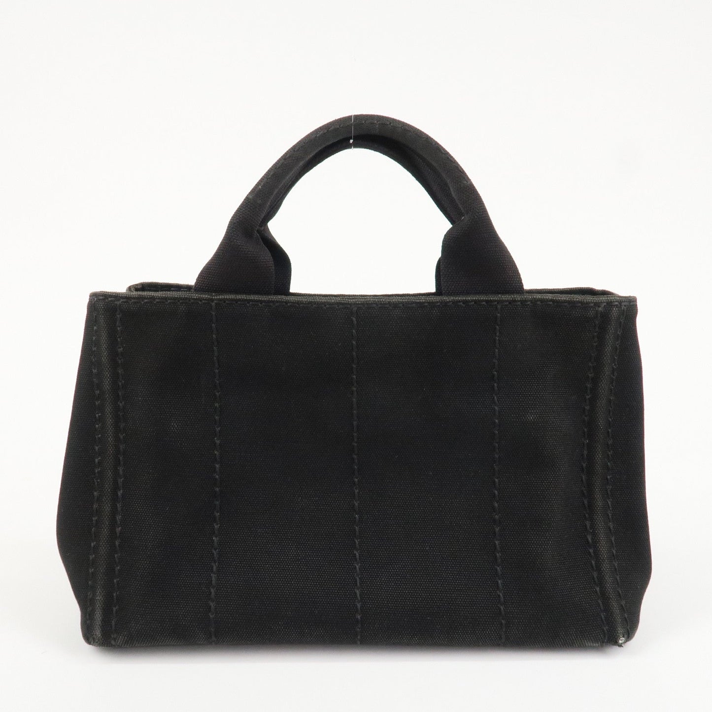 PRADA Logo Canapa Mini Canvas Tote Bag Hand Bag Black BN2439  d