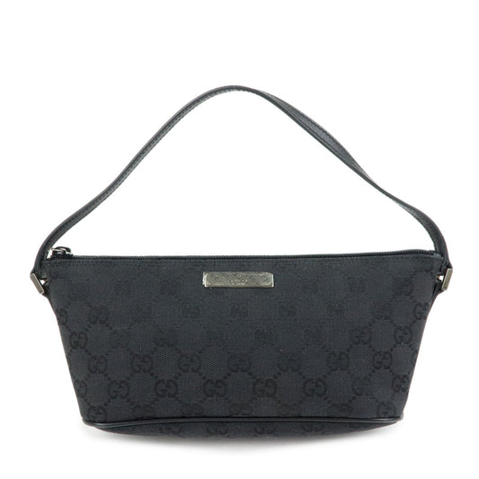 GUCCI Boat Bag GG Canvas Accessory Pouch Hand Bag Black 07198