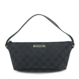GUCCI Boat Bag GG Canvas Accessory Pouch Hand Bag Black 07198