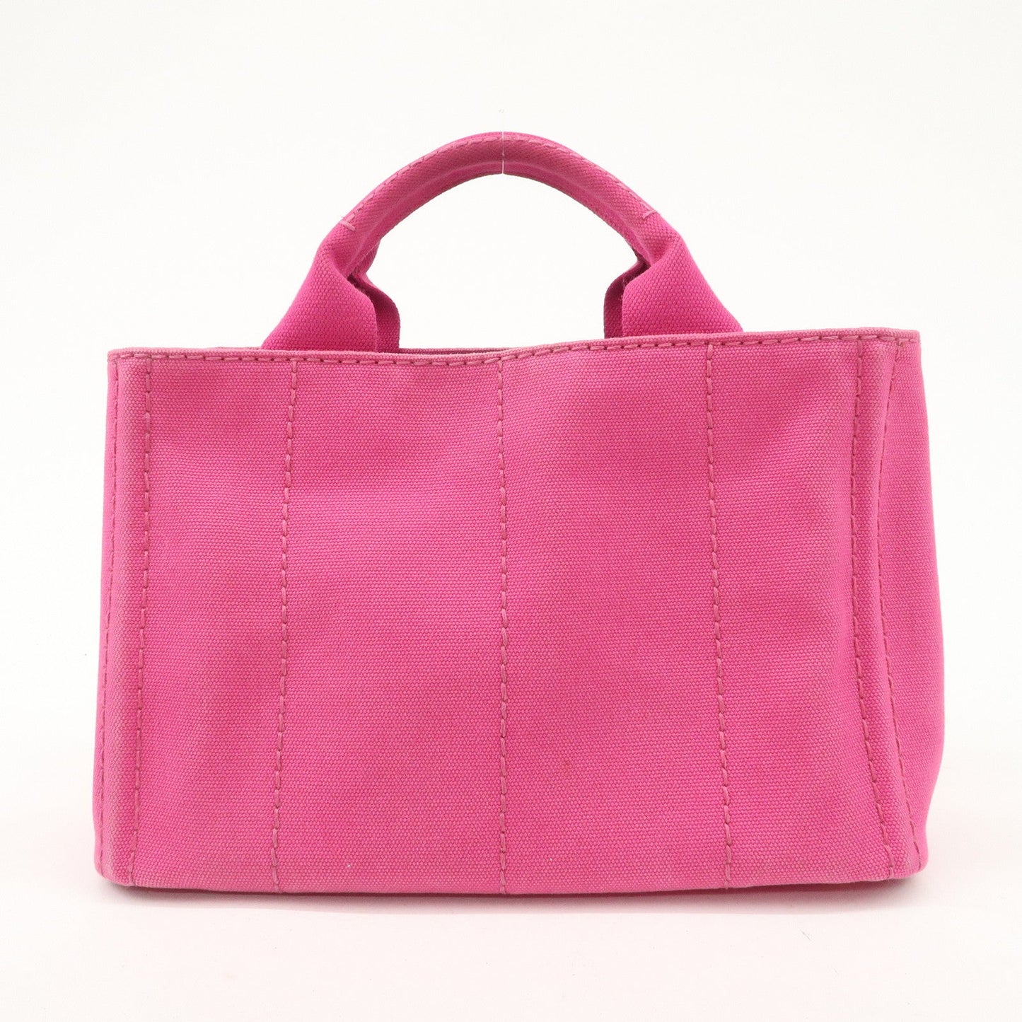 PRADA Logo Canapa Mini Canvas Tote Bag Hand Bag Pink BN2439  d