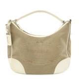 PRADA Logo Jacquard Canvas Leather Shoulder Bag Hand Bag BR3423