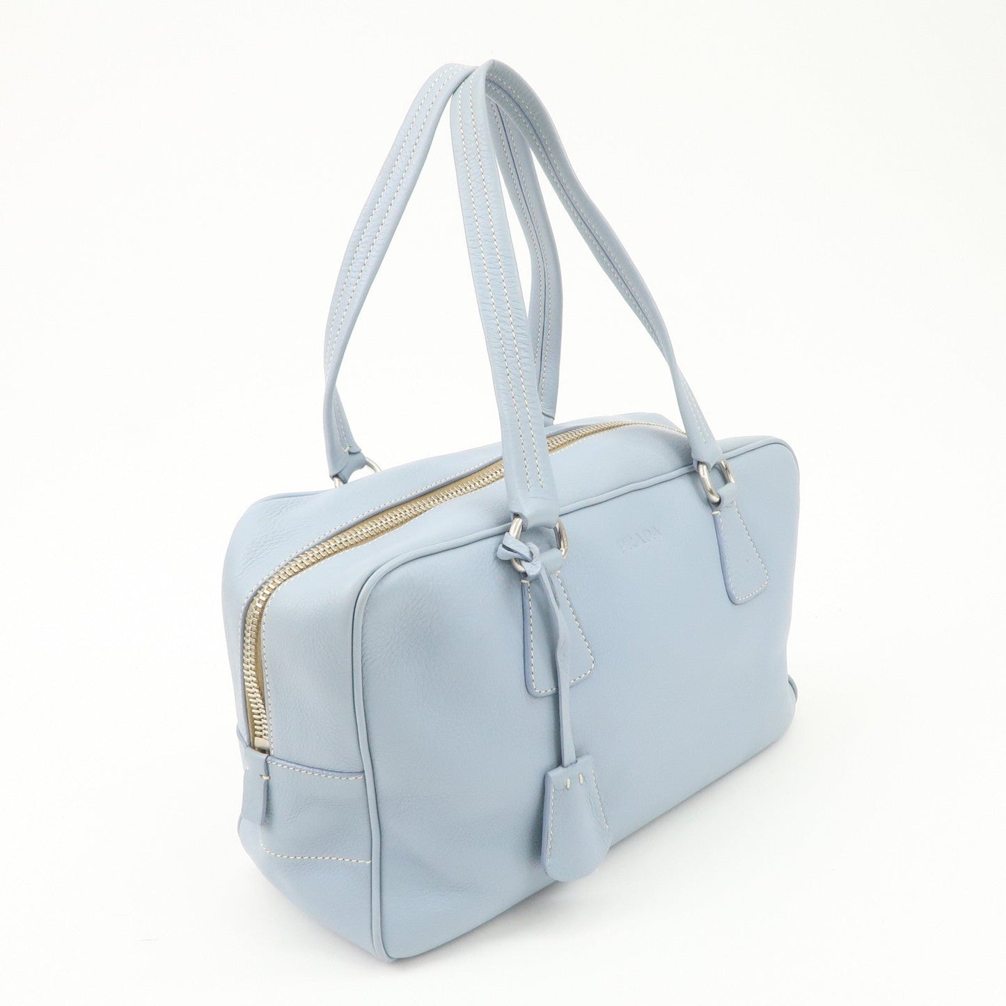 PRADA Leather Boston Bag Shoulder Bag Blue BR2246  d