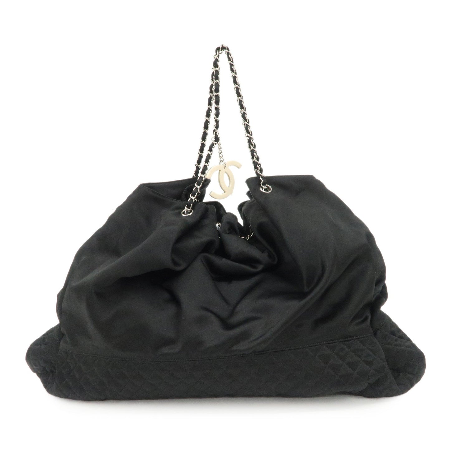 CHANEL Melrose Cabas Cotton Jersey Shoulder Bag Black  d