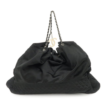 CHANEL Melrose Cabas Cotton Jersey Shoulder Bag Black  d