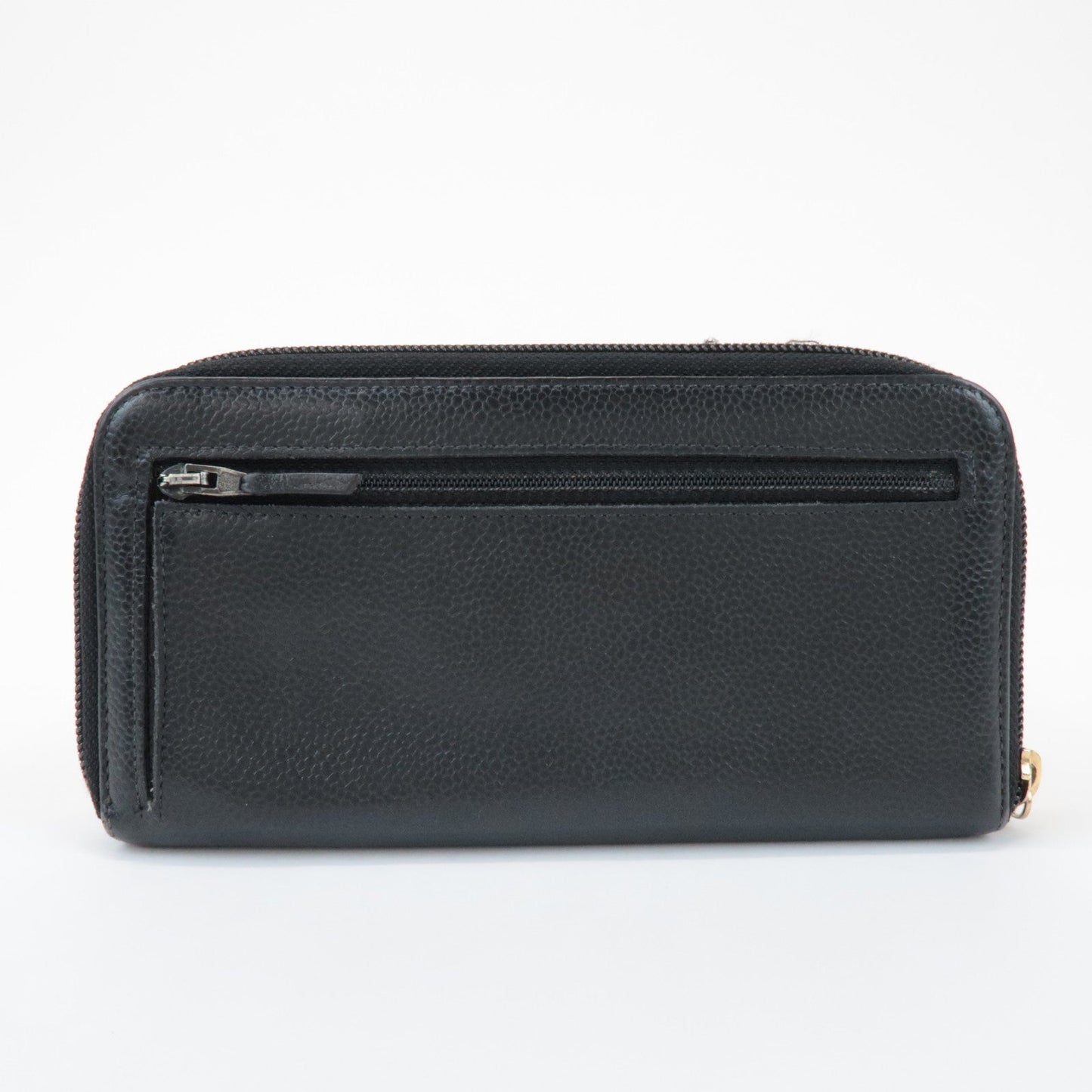 CHANEL COCO Mark Caviarskin Round Zippy Long Wallet Black