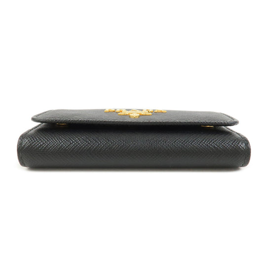PRADA Saffiano Leather 4 Ring Key Case Key Chain Black