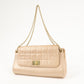 CHANEL Chocolate Bar Leather Chain Shoulder Bag Pink Gold  d