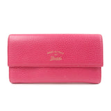 GUCCI Swing Logo Leather Flap Long Wallet Pink 354496