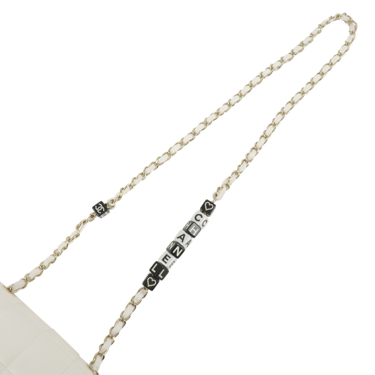 CHANEL Chocolate Bar Lamb skin White Gold -