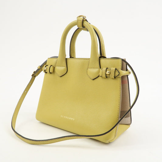 Burberry Banner Bag 2Way Leather Shoulder Hand Bag Nova Check