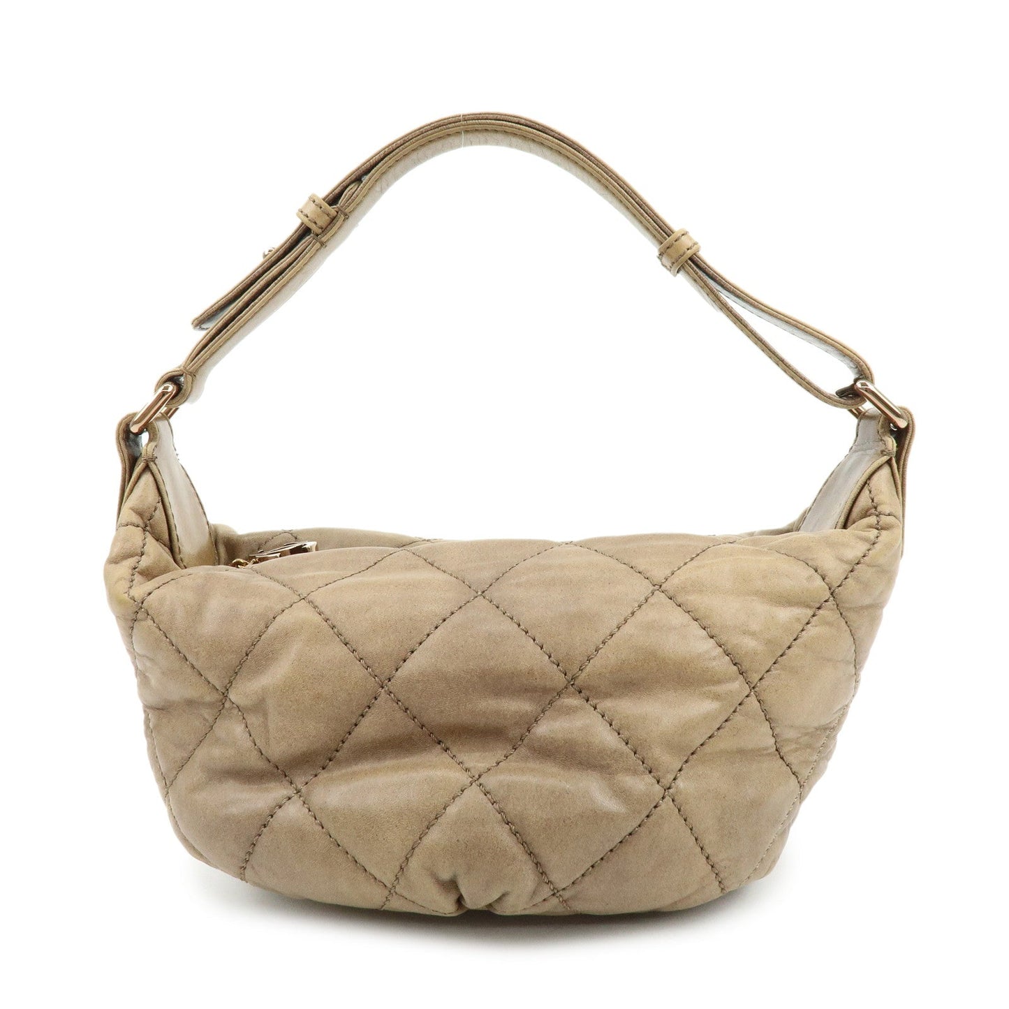 CHANEL Wild Stitch Lamb Skin Shoulder Bag Brown