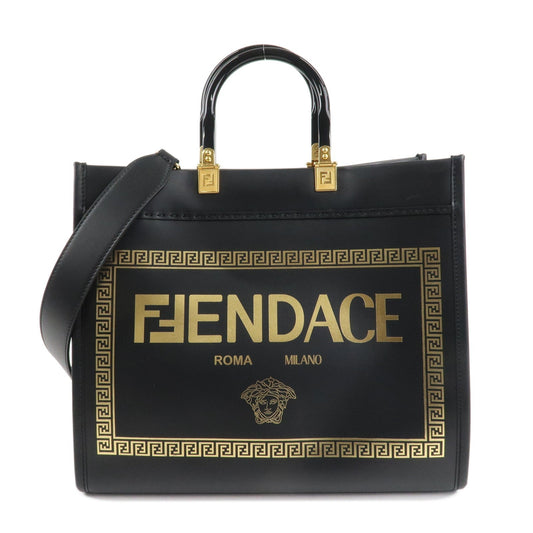 FENDI VERSACE FENDACE Leather Sunshine Medium Tote Bag 8BH386  d