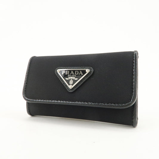 PRADA Triangle Logo 6 Rings Key Case Key Holder Black 1PG222