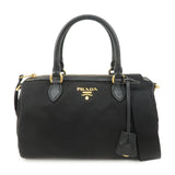 PRADA Nylon Leather 2Way Bag Hand Bag Shoulder Bag Black 1BA104