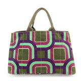 PRADA Triangle Logo Canapa Large Canvas Tote Bag Hand Bag BN1872