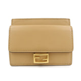 FENDI Zucca Baguette Leather Card Case Light Brown