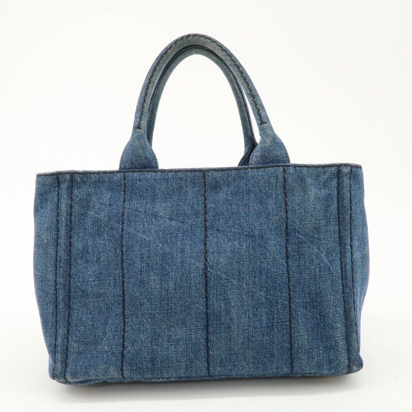 PRADA Canapa Mini Denim 2Way Hand Bag Tote Bag Navy 1BG439  d